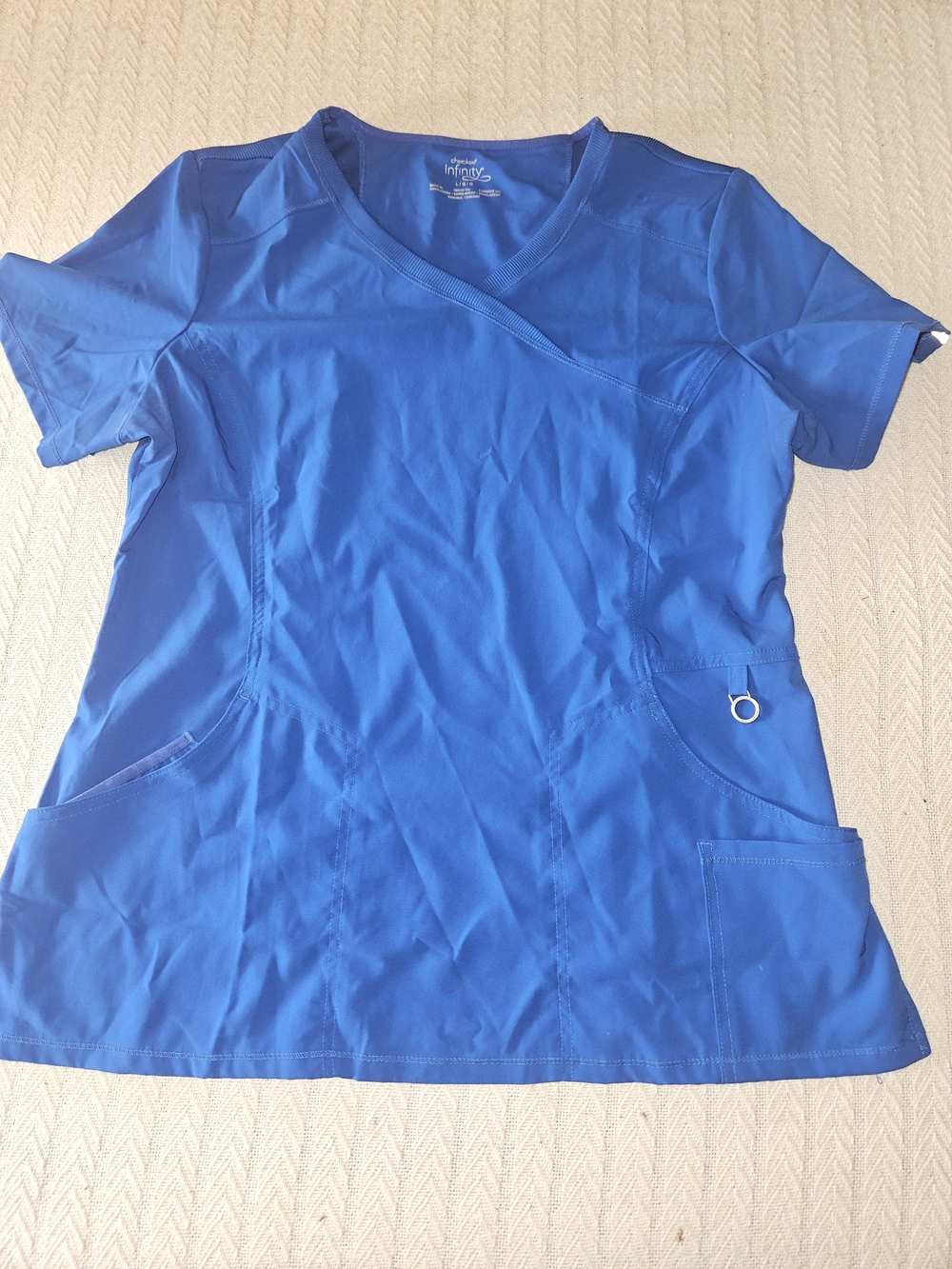 Infinity by Cherokee Women's Royal Blue Short Sleeve Scrub Top